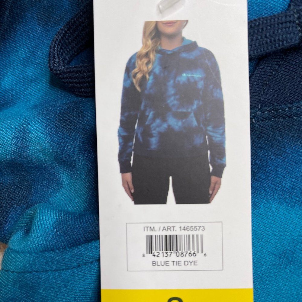 Champion Blue Tie Dye Hoodie Sweatshirt - Picture 4 of 5
